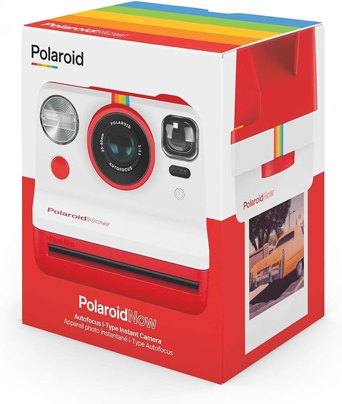Câmera Impressão Instantânea Polaroid NOW Branca e Vermelha Câmera Polaroid 
