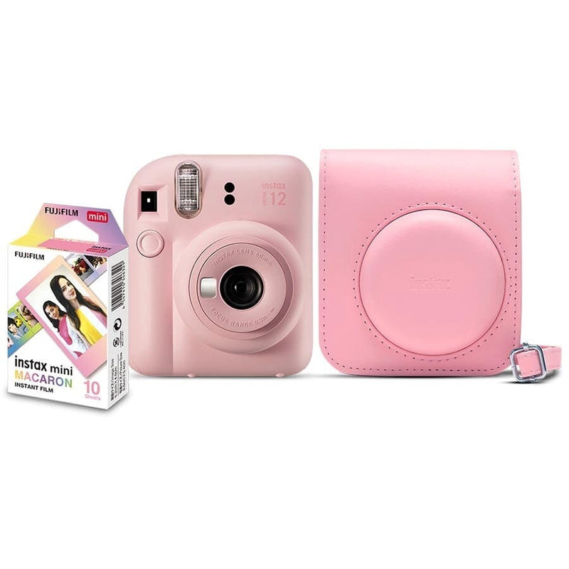 Kit Câmera Instantânea Fujifilm Instax Mini 12 Rosa + Pack 10 filmes Macaron + Bolsa Rosa Gloss Câmera Fujifilm 