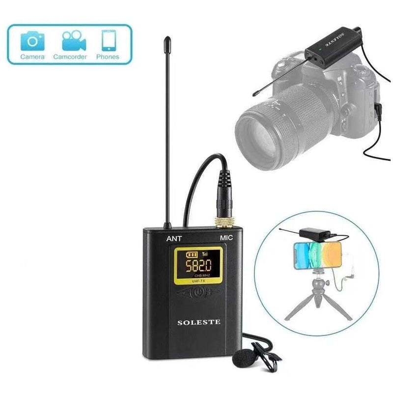 Microfone de Lapela Sem Fio UHF para Câmeras e Smartphones WM-01 Soleste Microfone Soleste 